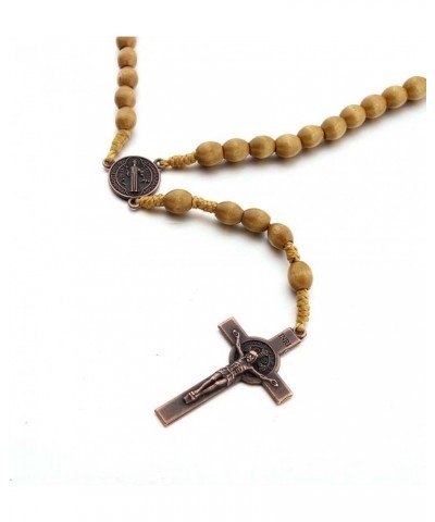 Christian Handmade Wooden Catholic Rosaries Necklace, Prayer Beads Holy Soil Medal & Cross, Catholic Wooden Rosary Beads Rosa...