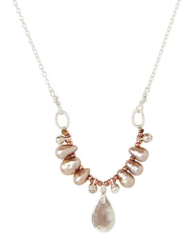 Tiara Pearl Pendant Necklace in Taupe Grey and Silver $35.20 Necklaces