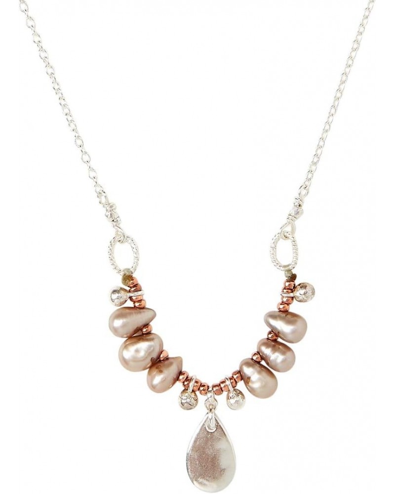 Tiara Pearl Pendant Necklace in Taupe Grey and Silver $35.20 Necklaces