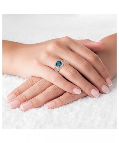 14K Rose Gold 7mm Cushion Gemstone & Round White Topaz Ring Blue Topaz-London Blue Topaz $241.98 Rings