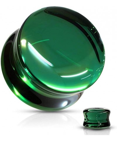 Double Flared Concave Saddle Glass Plugs 0GA (8mm), Green $10.82 Body Jewelry