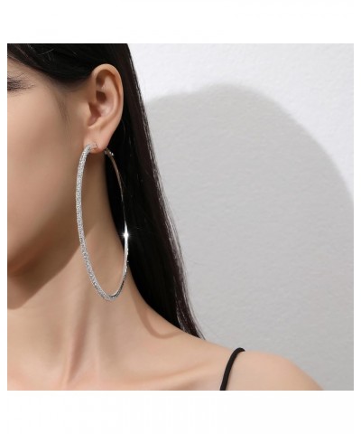 Big Gold Hoop Earrings for Women Trendy Silver Huggie Non Tarnish Hoops Ear Rings Cubic Zirconia Hopps 100mm Silver $8.64 Ear...