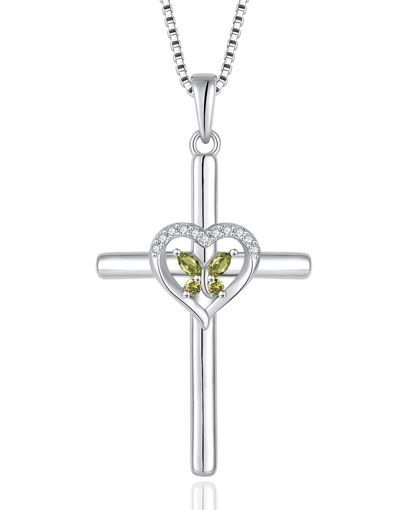 Butterfly Cross Necklace for Women 925 Sterling Silver Crucifix Pendant Necklace Birthstone Jewelry Gifts for Women Her Mom W...