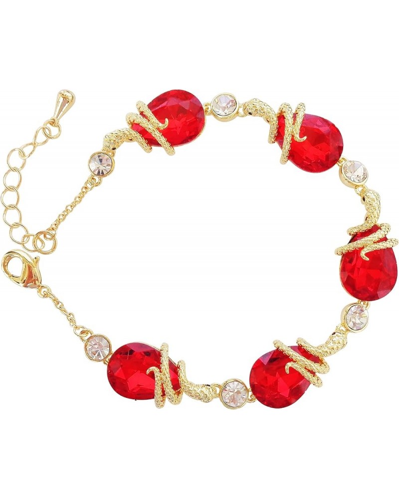 18k Gold Plated Water Drop Crystal Multicolor Zircon Snake Bracelet 7"+1 Red $10.91 Bracelets