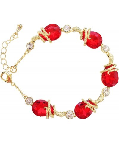 18k Gold Plated Water Drop Crystal Multicolor Zircon Snake Bracelet 7"+1 Red $10.91 Bracelets