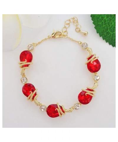 18k Gold Plated Water Drop Crystal Multicolor Zircon Snake Bracelet 7"+1 Red $10.91 Bracelets