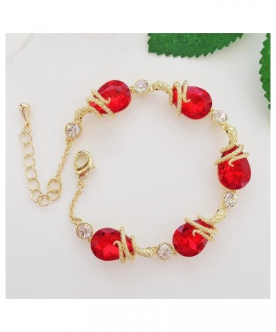 18k Gold Plated Water Drop Crystal Multicolor Zircon Snake Bracelet 7"+1 Red $10.91 Bracelets