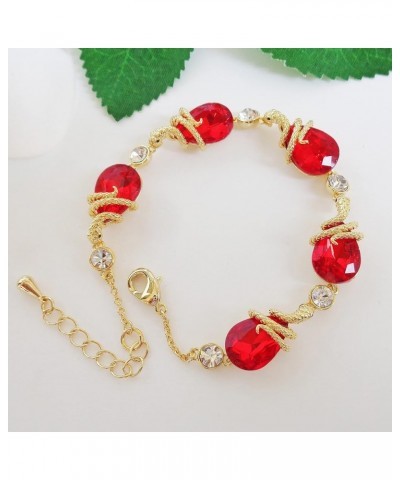 18k Gold Plated Water Drop Crystal Multicolor Zircon Snake Bracelet 7"+1 Red $10.91 Bracelets