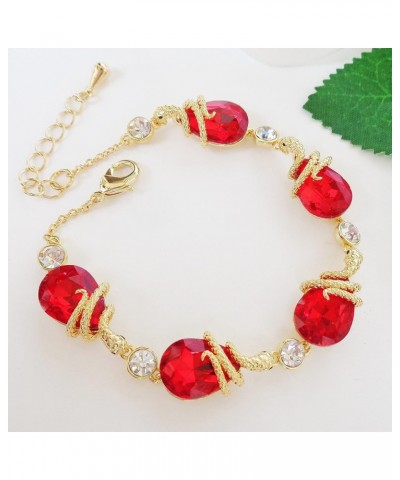 18k Gold Plated Water Drop Crystal Multicolor Zircon Snake Bracelet 7"+1 Red $10.91 Bracelets