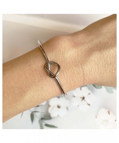 Love Knot Bangle Bracelets Love Tied Knotted Cuff Bracelets Friendship Bridesmaid Gift Jewelry for Women Silver $5.71 Bracelets