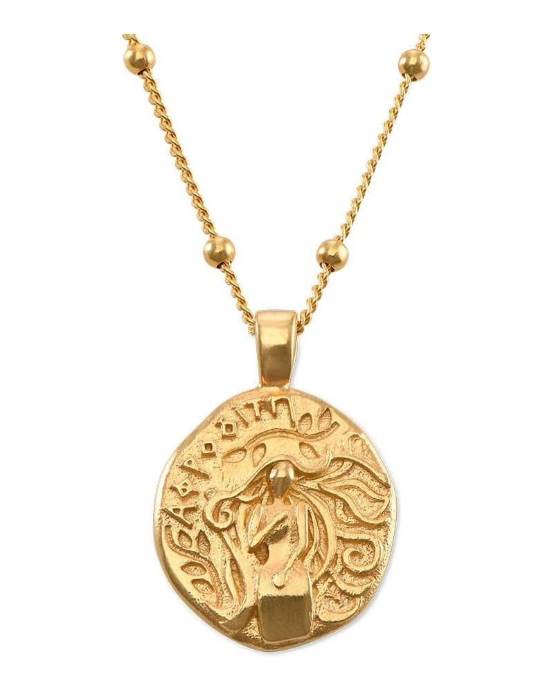 MYKA - Personalized Engraved Coin Necklace in Gold Plating with Classic Symbols: Virgin Mary - Jesus Christ - Aphrodite - Hyg...