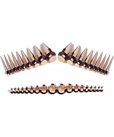 36 PCS Ear Tapers Stretching Kit Stainless Steel Gauges Plugs Tools Set Eyelet 14g-00g RoseGold $11.00 Body Jewelry