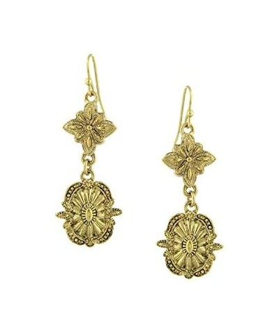 1928 Jewelry Tailored Double Starburst Accent Drop Earrings Gold $15.98 Earrings