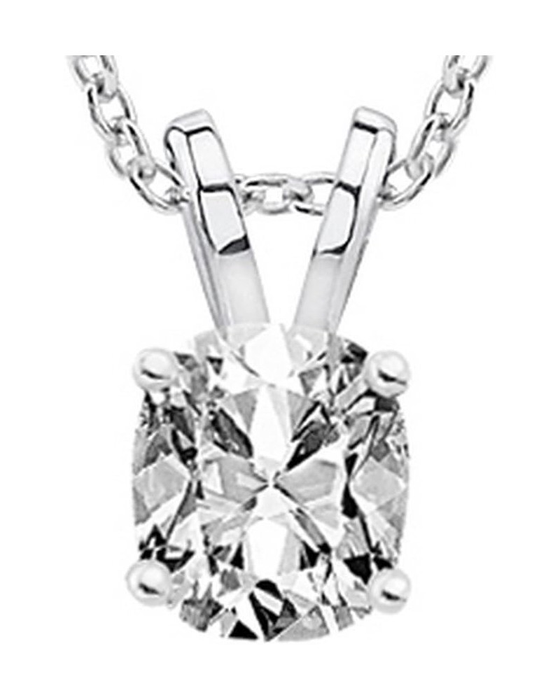 0.74 Carat 14K White Gold Cushion Diamond Solitaire Pendant Necklace I Color VS2 Clarity 0.74 Carat Platinum and White Gold $...