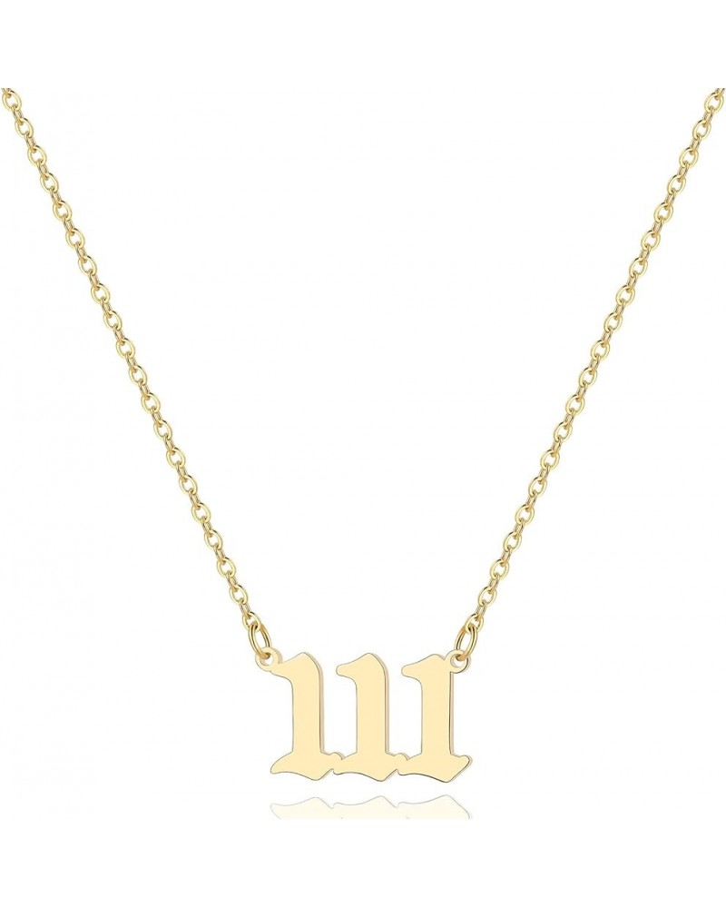 Angel Number Necklace For Women, 18K Gold Plated 000 111 222 333 444 555 666 777 888 999 Necklace Numerology Jewelry 111-G $9...