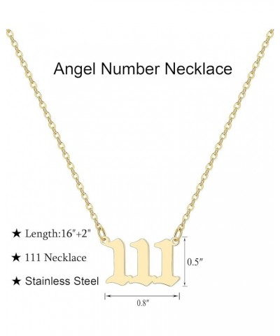 Angel Number Necklace For Women, 18K Gold Plated 000 111 222 333 444 555 666 777 888 999 Necklace Numerology Jewelry 111-G $9...