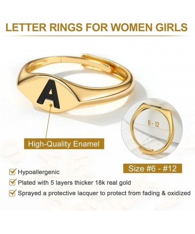 Gold Initial Stacking Ring for Women, Adjustable Letter Stackable Rings Personalised Engraved Women's Signet Ring Name Jewelr...