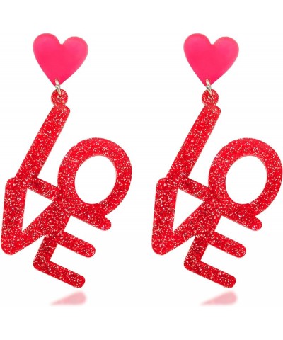 Valentines Day Heart Earrings for Women Love Heart Message Printed Arch Dangle Earrings Love Letters Dangle Earrings for Her ...