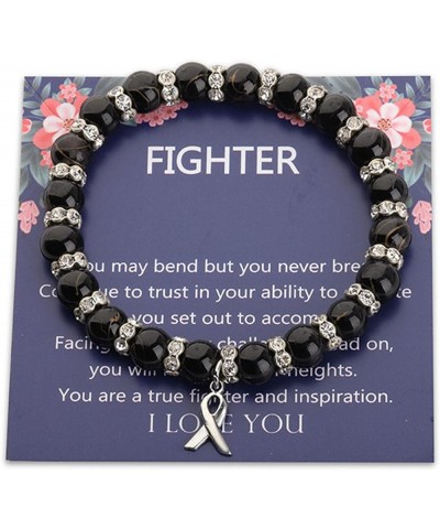 Melanoma Cancer Awareness Gift Black Ribbon Bracelet Skin Cancer Survivor Narcolepsy Awareness Encouragement Gift black FIGHT...