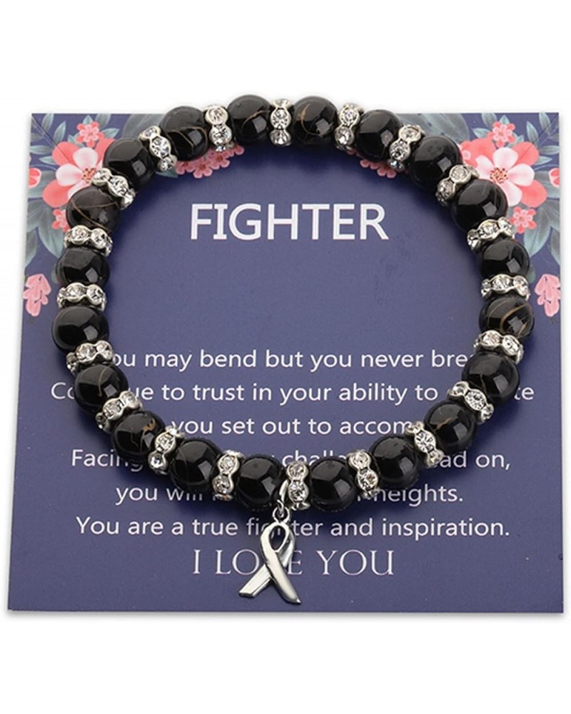 Melanoma Cancer Awareness Gift Black Ribbon Bracelet Skin Cancer Survivor Narcolepsy Awareness Encouragement Gift black FIGHT...