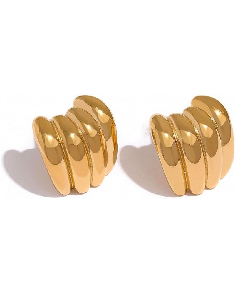 Stainless Steel Earrings Minimalist Metal Punk Gold Plated Thick Stud Earrings For Women YH1987A $11.41 Earrings