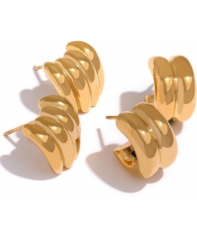 Stainless Steel Earrings Minimalist Metal Punk Gold Plated Thick Stud Earrings For Women YH1987A $11.41 Earrings