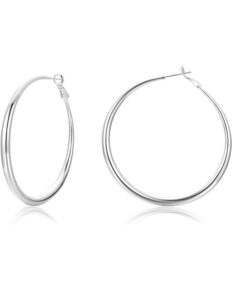 14K Real Gold Hoop Earrings for Women Trendy,Sterling Silver Post Hypoallergenic Lightweight Sparkly Rhinestone Big Hoop Earr...