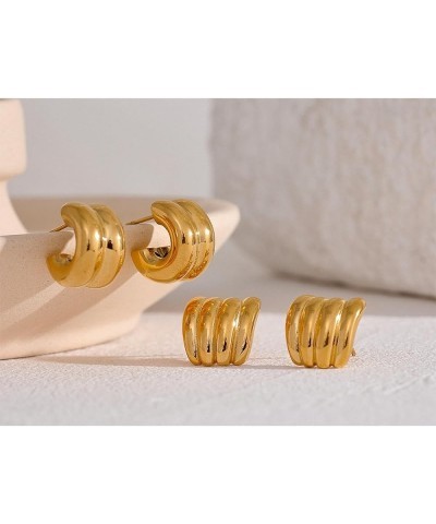 Stainless Steel Earrings Minimalist Metal Punk Gold Plated Thick Stud Earrings For Women YH1987A $11.41 Earrings