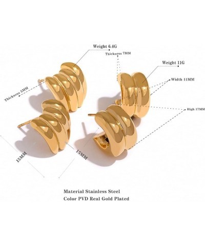 Stainless Steel Earrings Minimalist Metal Punk Gold Plated Thick Stud Earrings For Women YH1987A $11.41 Earrings