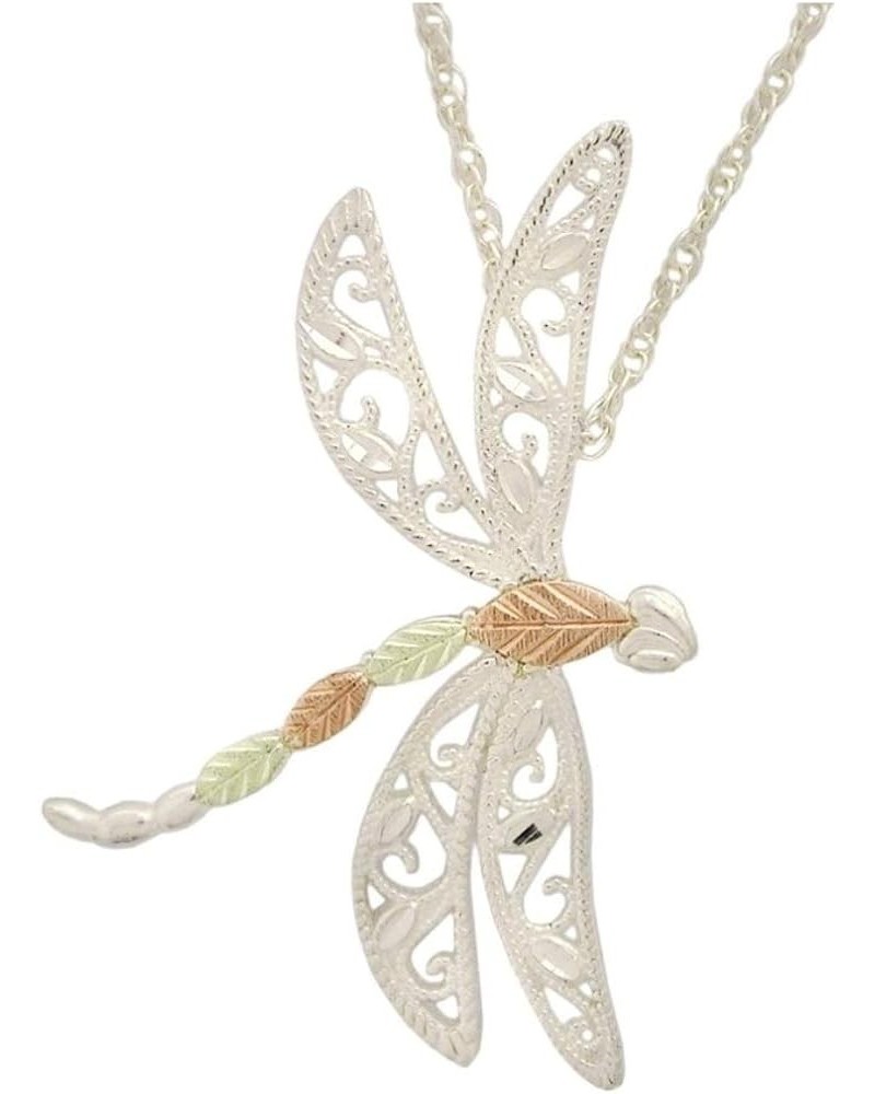 Filigree Dragonfly Pendant Necklace, Sterling Silver, 12k Rose and Green Black Hills Gold 18 Inches 24.0 Inches $47.45 Necklaces