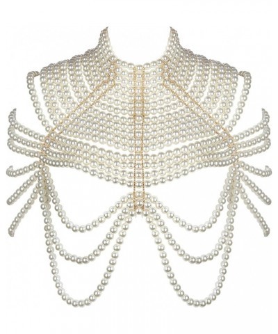 Pearl Body Chain Bra Necklace: Pearl Shawl Top Chain Jewelry Fashion Shoulder Body Jewelry Accessories for Women White $26.09...