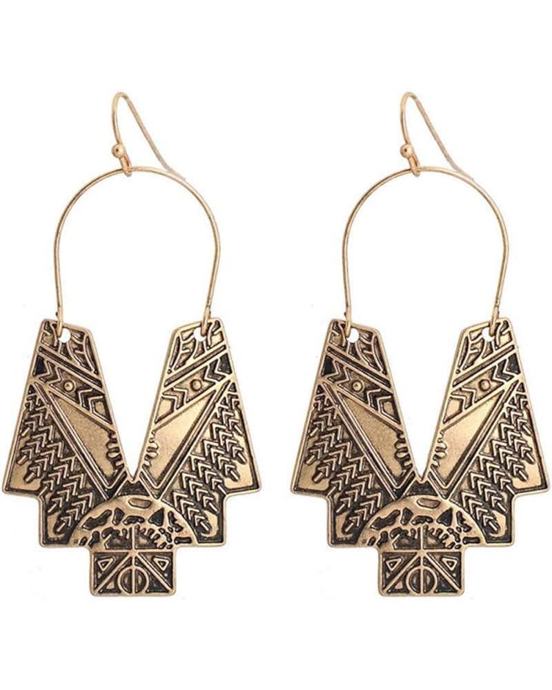 Gold Geometric Earrings Statement Vintage Boho Ethnic Earrings Hollow Out Fan Shape Dangle Drop Earrings for Women Girls Birt...