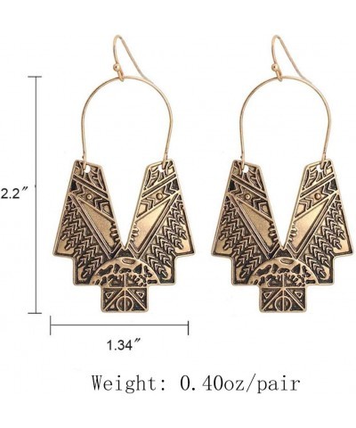 Gold Geometric Earrings Statement Vintage Boho Ethnic Earrings Hollow Out Fan Shape Dangle Drop Earrings for Women Girls Birt...