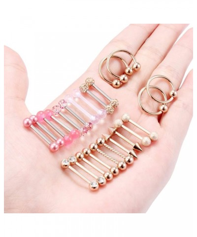 24PCS 14G Nipple Rings Stainless Steel Nipplerings Elegant CZ Tongue Rings Straight Barbell Retainer Body Piercing Jewelry fo...