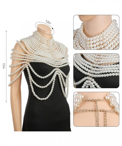 Pearl Body Chain Bra Necklace: Pearl Shawl Top Chain Jewelry Fashion Shoulder Body Jewelry Accessories for Women White $26.09...