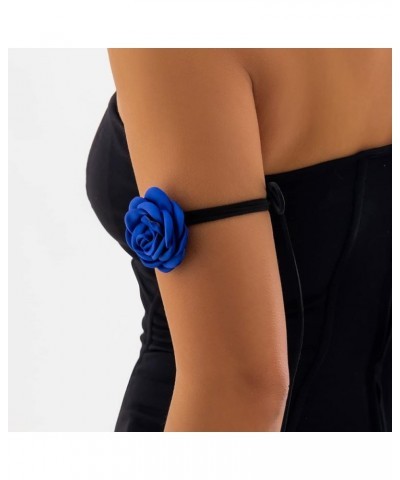 Velvet Big Flower Necklace Floral Choker Rose Flower Choker Necklace For Women Girls blue $7.41 Necklaces