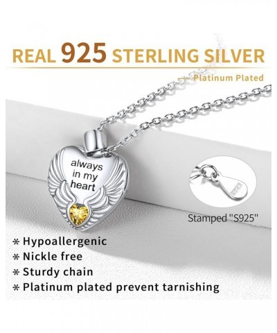 Personalized 925 Sterling Silver Angel Wings Heart Locket Necklace for Women Girls - 16,18,22 Inch Chain (with Gift Box) Open...