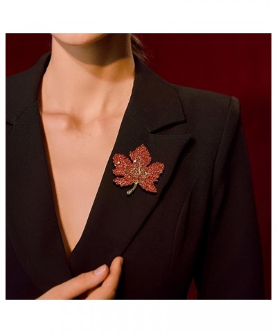 Womens Diamond Rhinestone Maple Leaf Brooch Pin Crystal Maple Leaf Brooch Shiny Brooch Elegant Costume Accessory red $7.95 Br...