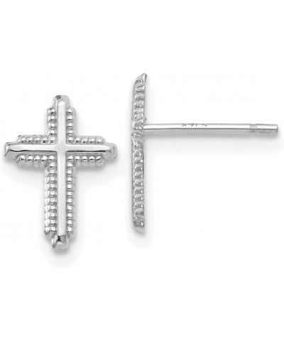 14K White Gold Polished Cross Post Earrings (Approximate Measurements 10mm x 7mm) $34.00 Earrings