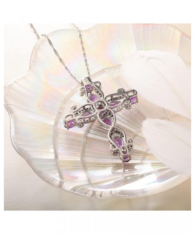 Multicolor Gemstone Cross Pendant For Women 925 Sterling Silver Natural Opal Tourmaline Four Leaf Clover Christian Jewelry Am...