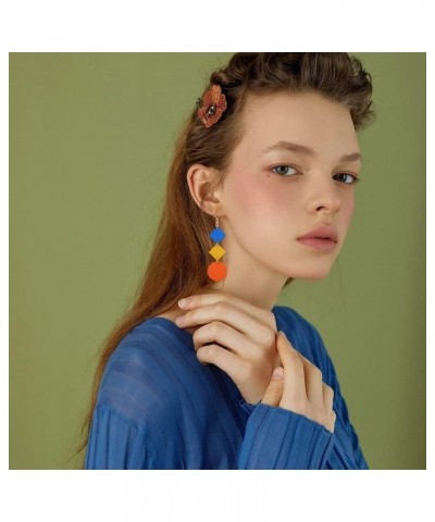 Colorful Dangle Drop Earrings for Women,Lightweight Leather Earrings for Women Girls,Gifts for Women Girls Blue-Yellow-Orange...