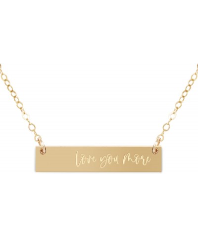 Love You More Engraved Gold Filled Bar Necklace, Valentine's Day Gift, Wedding Anniversary, Gift for Her, Mother's Day Gift, ...