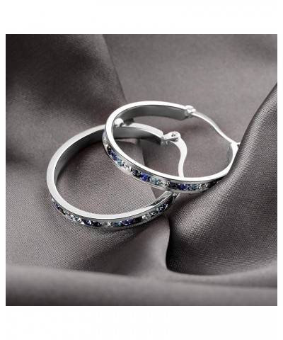 Muses Art Design Hoop Earrings for Women, 14K Gold or Rhodium plated, Crystal, Circle Hoop Rhoudim-Blue $7.79 Earrings