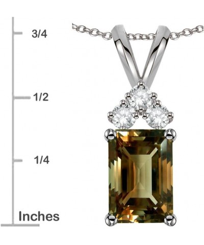 Solid 14K Gold Classic Emerald Octagon Cut 8x6mm Rabbit Ear Pendant Necklace Smoky Quartz White Gold $148.74 Necklaces