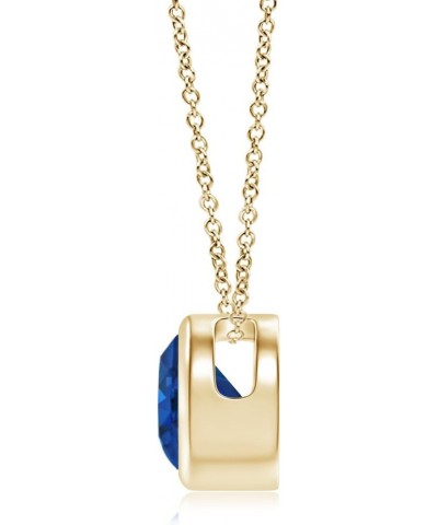 Natural Blue Sapphire Solitaire Pendant Necklace in 14K Solid Gold for Women, Girls with 18" Chain | September Birthstone Jew...