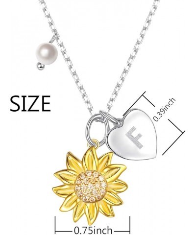 Sterling Silver Gold Tone Sunflower Initial 26 Letter Script Name Alphabet A to Z Necklace Personalized Pendant F-Sunflower $...