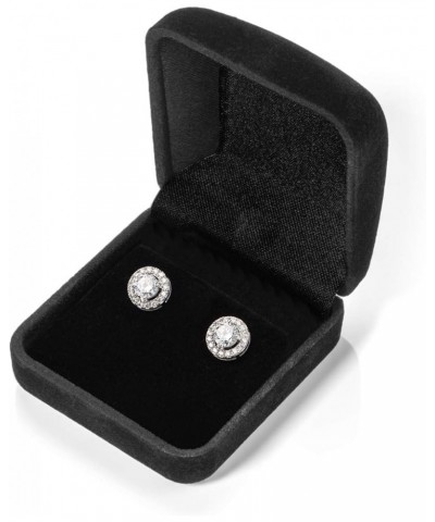 14K Solid Gold Stud Earrings | Round "Halo" Cubic Zirconia | Screw Back Posts | 1.20 CTW | With Gift Box White Gold $103.36 E...