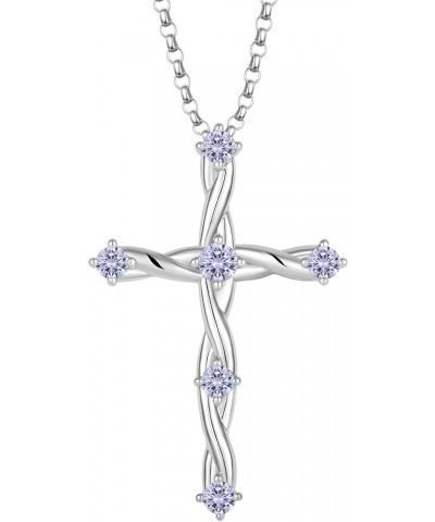 Cross Necklace for Women 925 Sterling Silver Christian Religious Cross Pendant Necklace Cubic Zirconia Birthstone Cross Neckl...