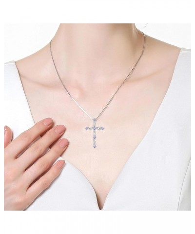 Cross Necklace for Women 925 Sterling Silver Christian Religious Cross Pendant Necklace Cubic Zirconia Birthstone Cross Neckl...