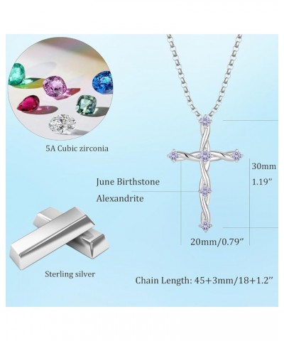 Cross Necklace for Women 925 Sterling Silver Christian Religious Cross Pendant Necklace Cubic Zirconia Birthstone Cross Neckl...